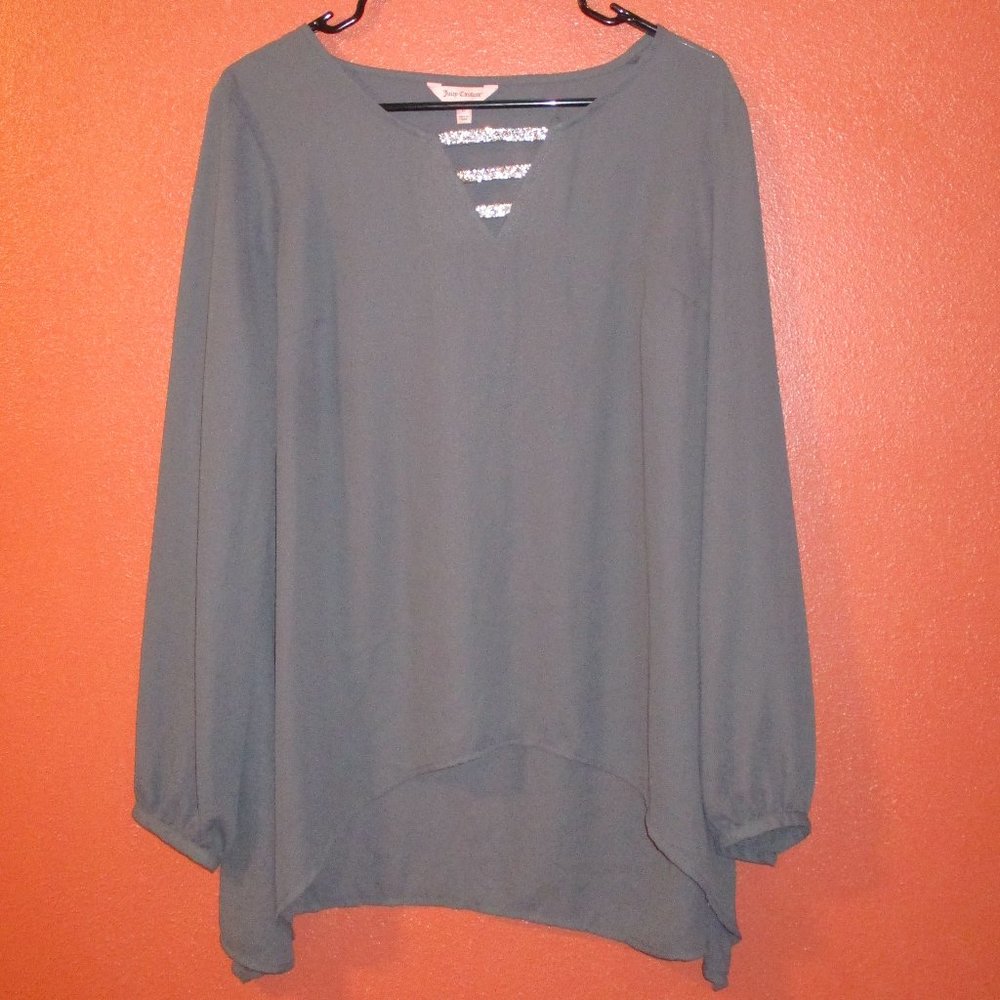Juicy Couture Shirt Woman Large Gray Casual Travel Outdoors Long Sleeve Shirt